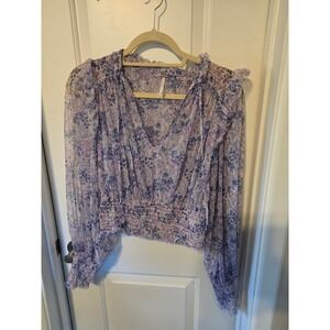 FREE PEOPLE BEAUTIFUL MEDIUM BLOUSE WITH SMOCKED WAIST AND SLEEVES